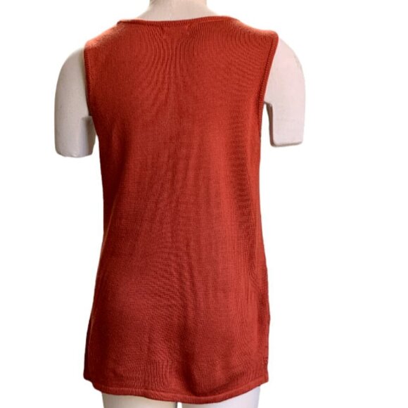 Market & Spruce Lightwt Textured Knit Sleeveless Tunic Tank Top Sz M Rust 15Q - Picture 5 of 7